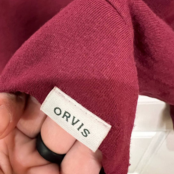 NEW Orvis Crewneck Red Pullover Maroon Crew Neck Soft Fleece Sweater Size Medium - Picture 4 of 6